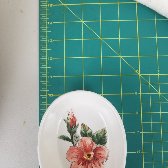 Spoon Rest Ceramic Spring Easter Floral Bunny Rabbit Maxcera - Picture 10 of 11